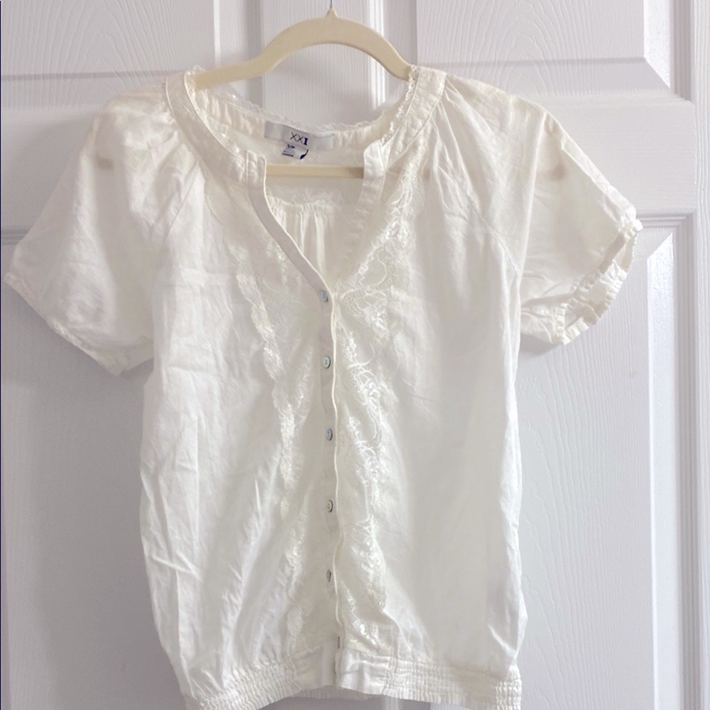 Xhilaration White Ruffle Blouse